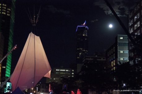 Full moon over La Place des Festivals
